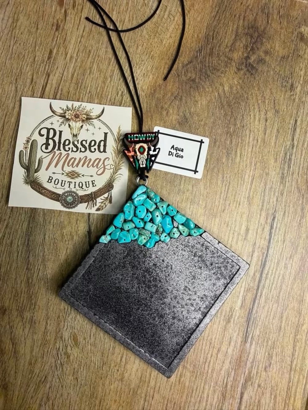 Aqua Di Gio Turquoise & Gunmetal Car Freshie